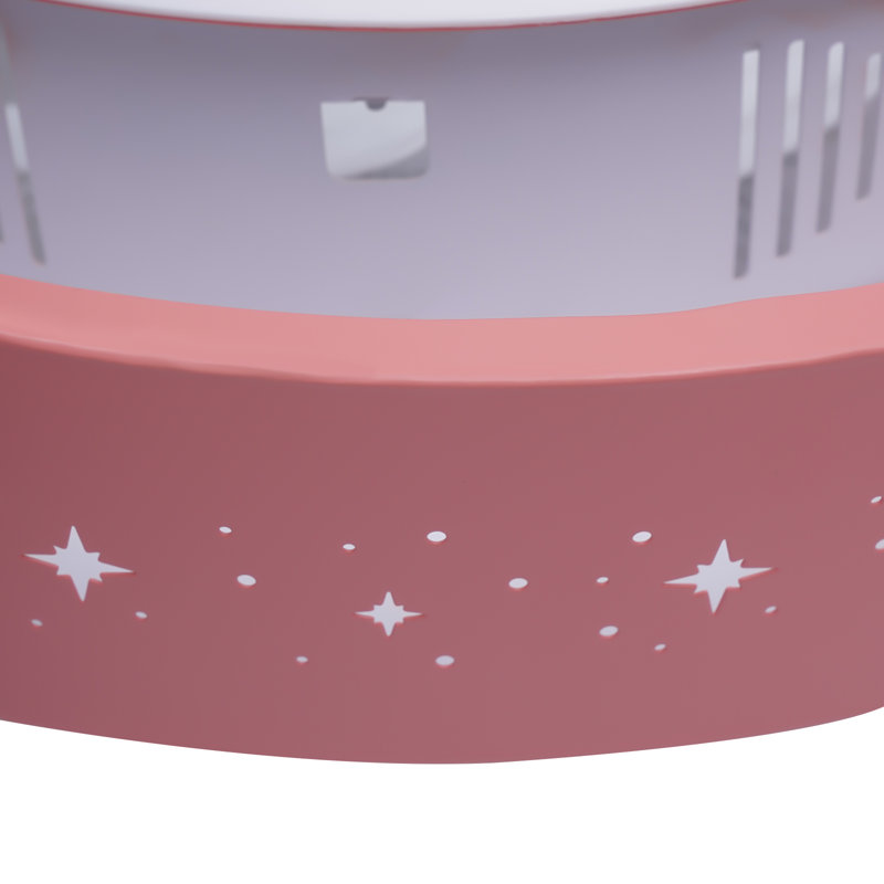 Ventilateur de plafond rond 22 po à DEL avec abat-jour ciel étoilé (rose)