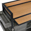 Chariot de barbecue extérieur en osier l 52,8 po avec plateau en bois en plastique, îlot de cuisine sur roulettes avec armoire de rangement