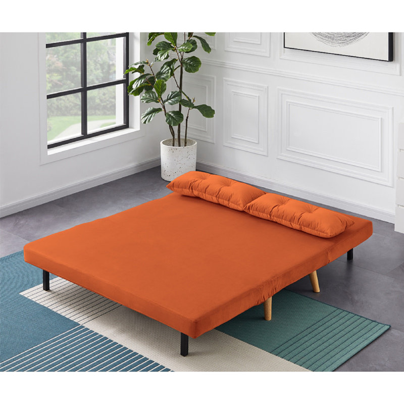 Wallen 2 Seater Velvet Sleeper, Orange