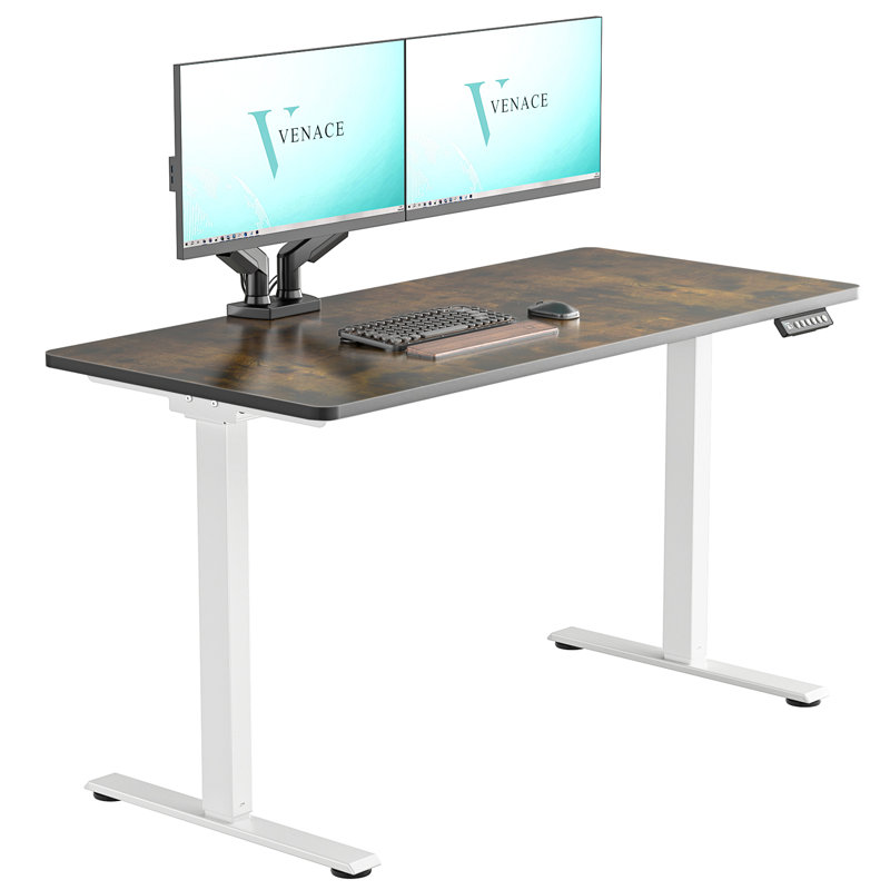 Bureau debout, Brun, H 46,5 po x l 47,24 po x P 23,62 po, Blanc