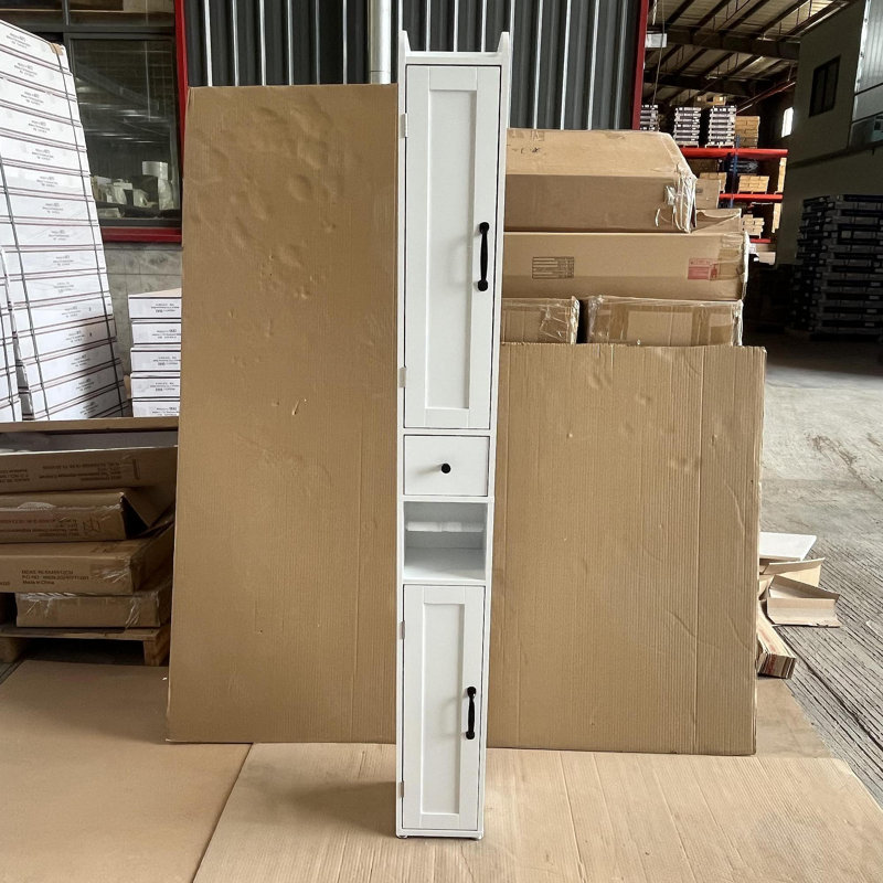Armoire de rangement pour salle de bain de 67,51 po de hauteur avec tablettes réglables, armoire autoportante mince à 2 portes avec anti-basculement, compartiments ouverts, pour la maison, petits espaces, salle de bain, cuisine, salon, blanc