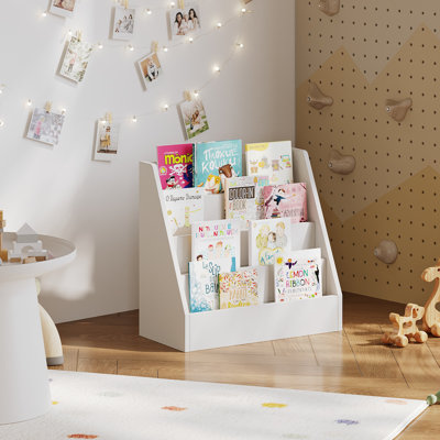 Bibliothèque à 4 niveaux - support de rangement pour marches en bois rétro, support de bureau multi-niveaux