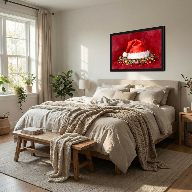 Chapeau de père Noël avec décorations de Noël, H 20 po x l 30 po