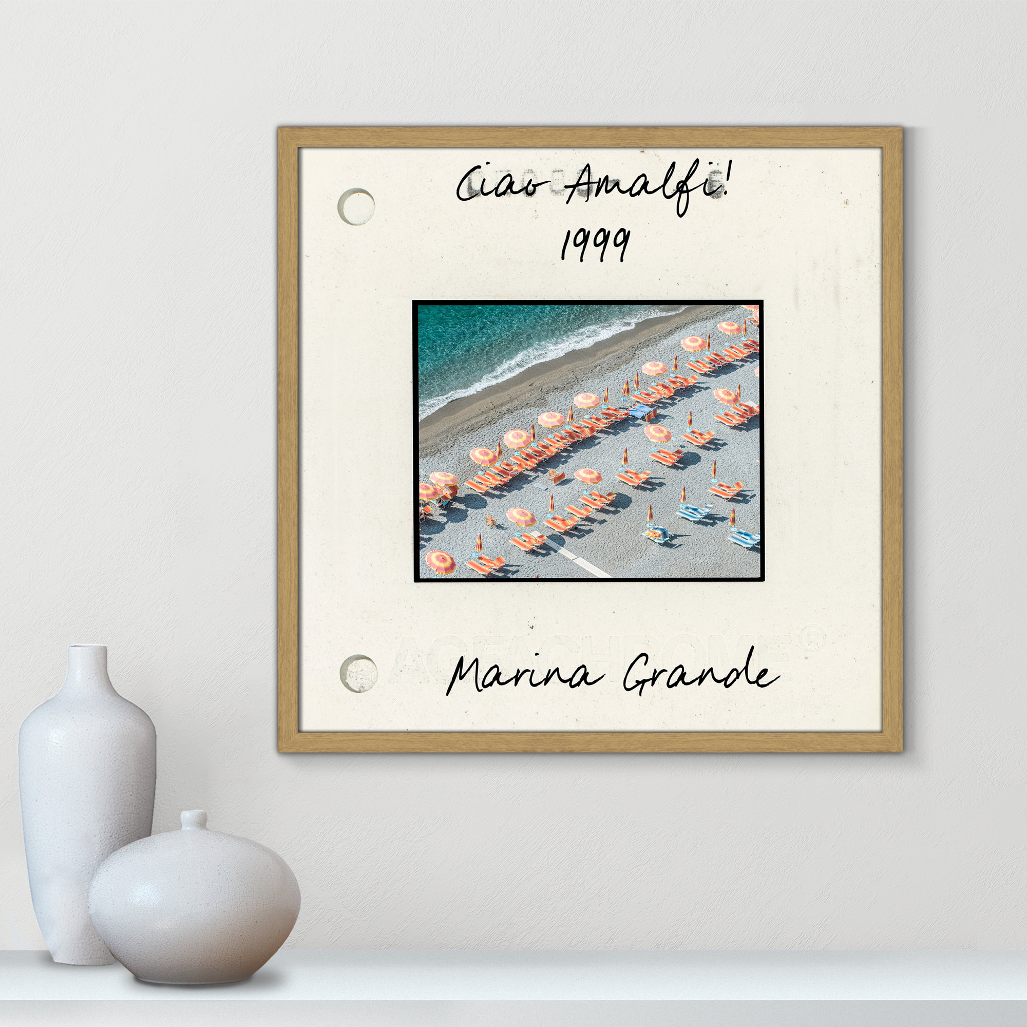 Amalfi, Italy - Marina Grande Print by Danita Dalmont, Natural Single Picture Framed Paper, 23.5" H x 23.5" W x 0.75" D