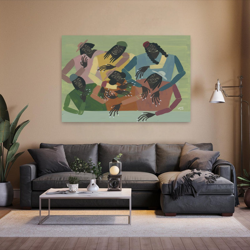 Art mural coloré contemporain Gossip, H 40 po x l 60 po
