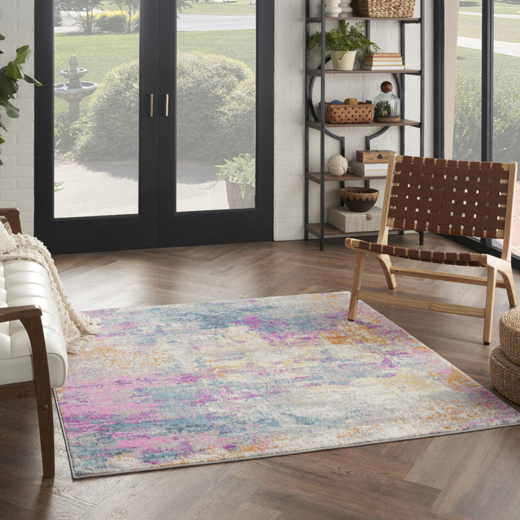 Abbate Abstract Pink/Blue/Orange/Ivory Area Rug