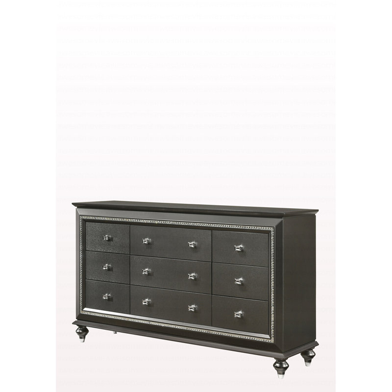 Commode à finition moderne gris métallique, Gris argenté