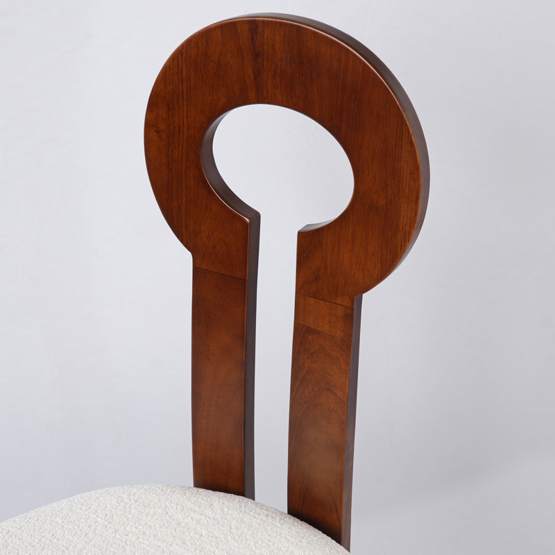 2 pièces Chaise en bois massif rétro - Tissu de mouton, chaises de salle à manger en caoutchouc respirantes et confortables (2), coussin ergonomique
