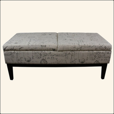 Banc de rangement de 19,5 po de hauteur, double soulèvement, imprimé Old World