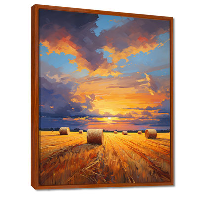 «Straw Bales On The Summer Sunset», art mural prairies