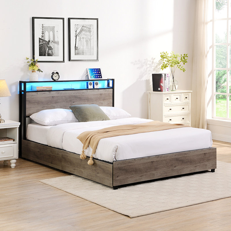 Althea Upholstered Bed, Queen, Antique Grey