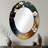 Gold And Blue Cherry Blossom Tree Scenery III - Floral Oval Decorative Mirror On Metal-963373440