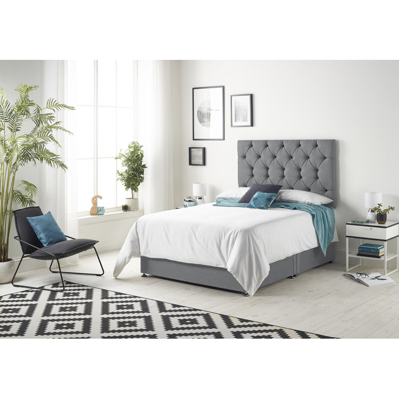 Copple Coilsprung Divan Bed Set, Charcoal, 2 Drawers, Single (3')