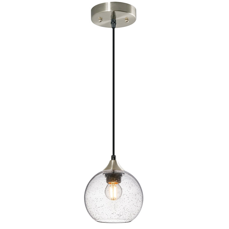 Aarunya 1 - Light Single Pendant Kitchen Island Lighting Globe Pendant Light Fixtures Modern Pendant Lighting, Clear