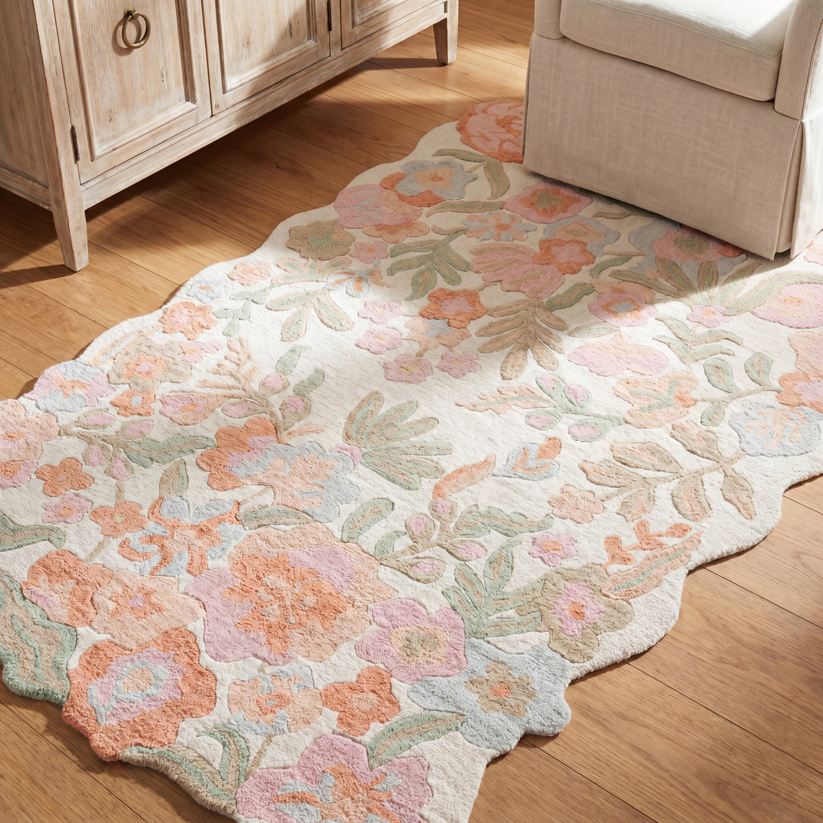 Hand-Tufted Wool Floral Rug, Rectangle 9' x 12'