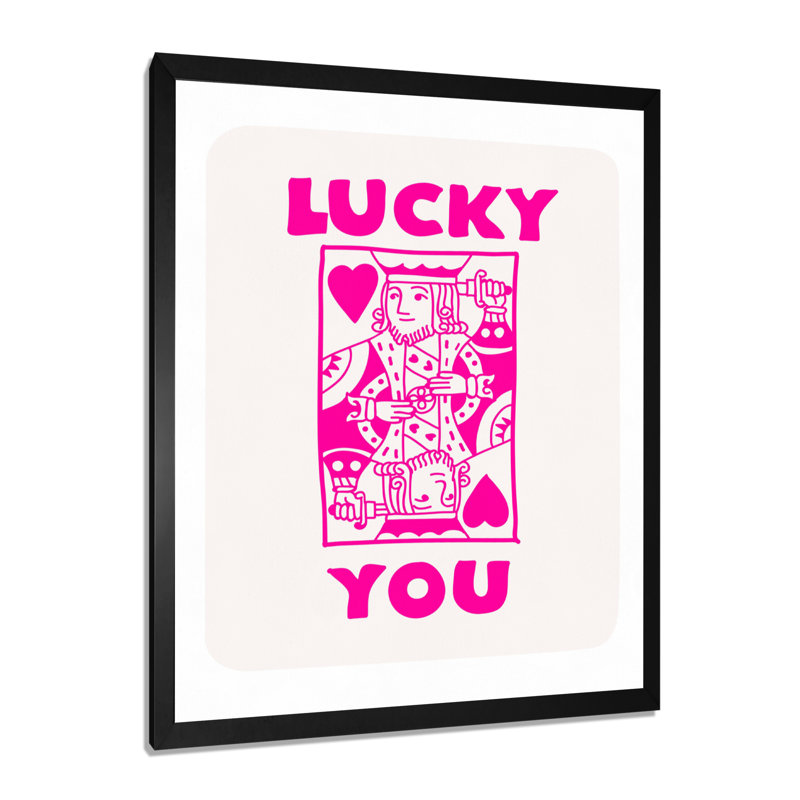 «Pink Lucky You», carte des citations de la mode, salon, H 32 po x l 16 po, Cadre simple noir