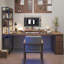 Bureau de direction rectangulaire en bois massif avec tiroirs Walnut-1995020831-1995020827