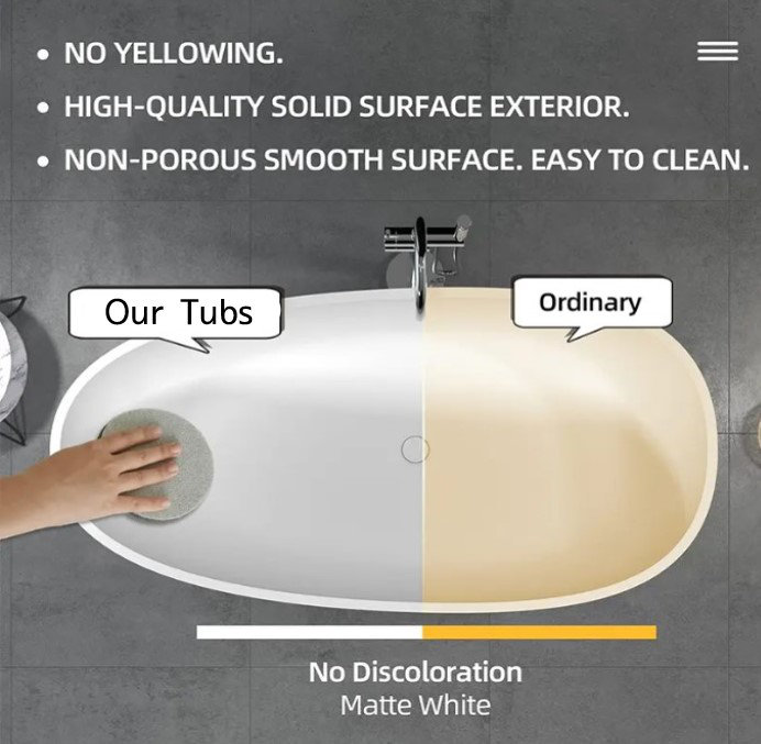 73"free Standning Bathtub Solid Surafce Soaking Tub, Black