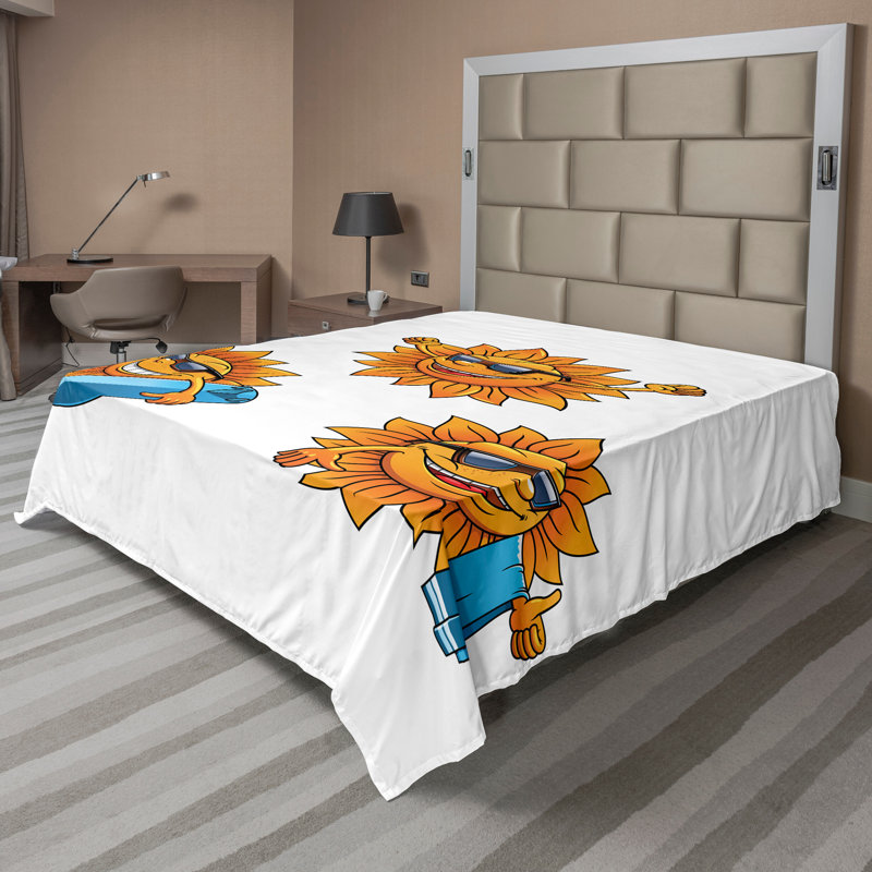 Drap de dessus hippie Ambesonne, Drap plat pour très grand lit californien