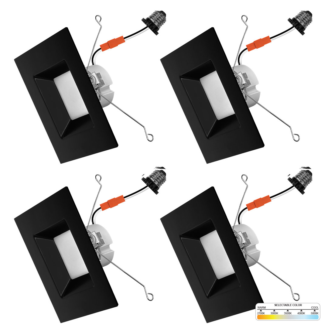 6 in. LED Retrofit Square Remodel Can Light 14W 1100LM Dimmable Ceiling Light 5CCT 27K-50K NUWATT 