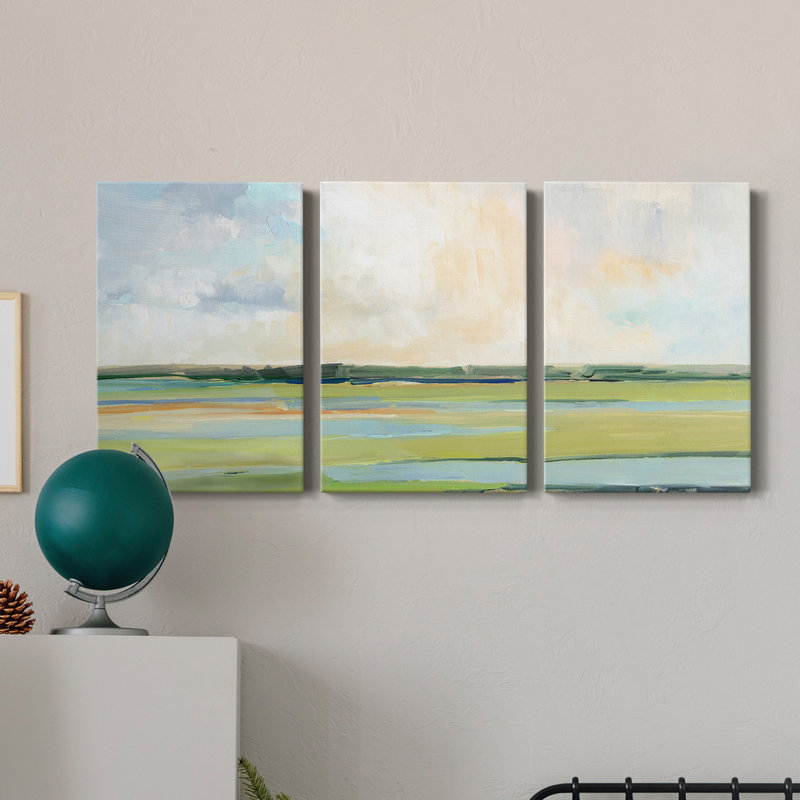 Pastel Horizon I - Toile tendue avec châssis de qualité supérieure - Prêt à accrocher, H 27 po x l 54 po x P 1 po