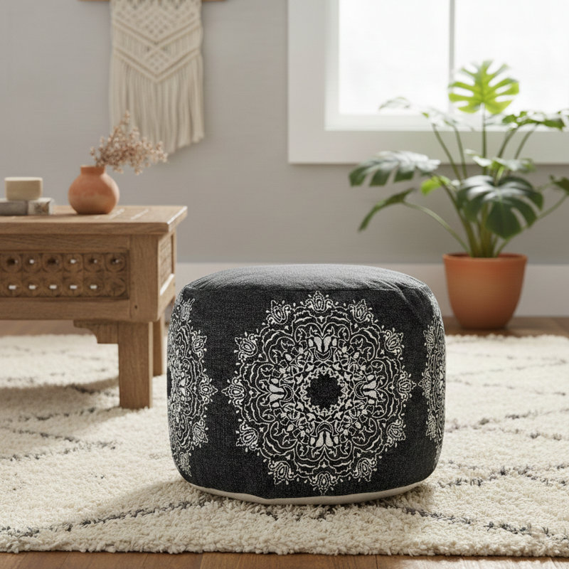 Handmade Cotton Upholstered Petite Ottoman Pouf