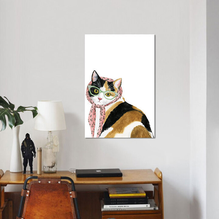 « cool cat i », impression sur toile, H 12 po x l 8 po x P 0,75 po, Pas de tapis, Toile tendue