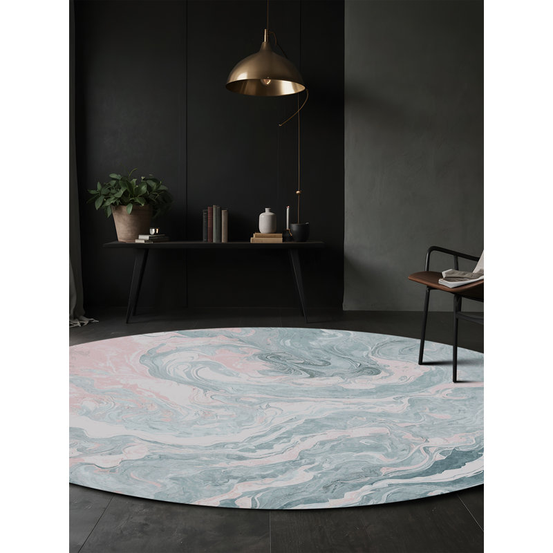 Machine Washable Beige Area Rug, Round 3'
