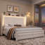 Ensemble de chambre à coucher 2 pièces, lit plateforme en velours avec rangement, commode 4 tiroirs 29 "x 37"-765264182