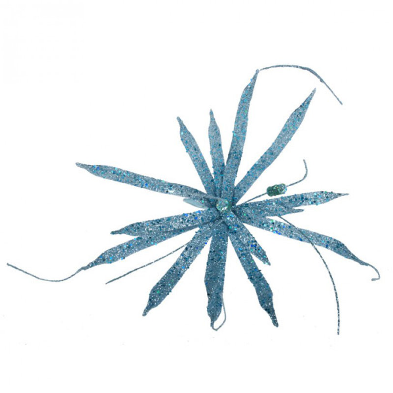 5cm Metal Plants & Flowers Holiday Shaped Ornament, Pale Blue