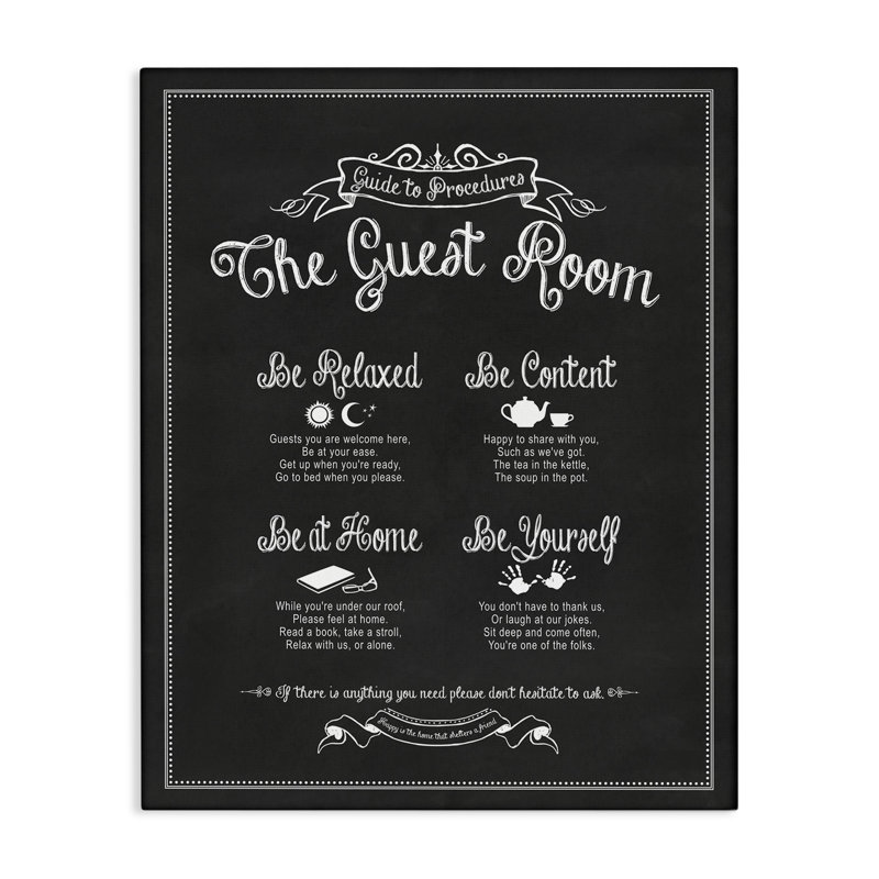 Le guide de chambre d'invités par Lettered and Lined - reproduction d'art textuel sur toile, H 20 po x l 16 po