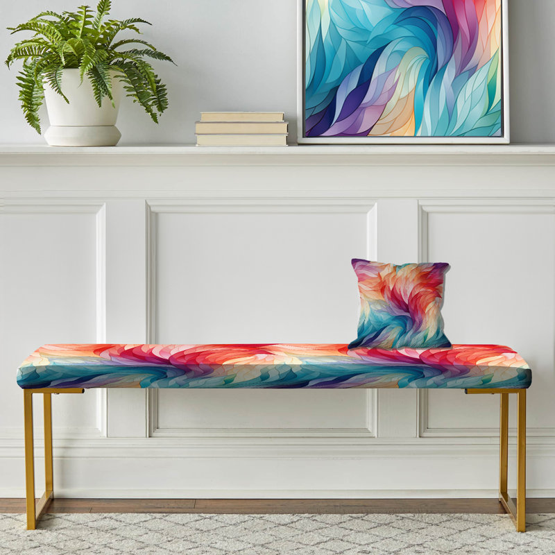 Aquarelle colorée en mouvement - Banc rembourré géométrique doré