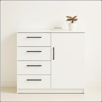 Commode Robin en blanc avec tiroirs très profonds et fabrication écologique durable