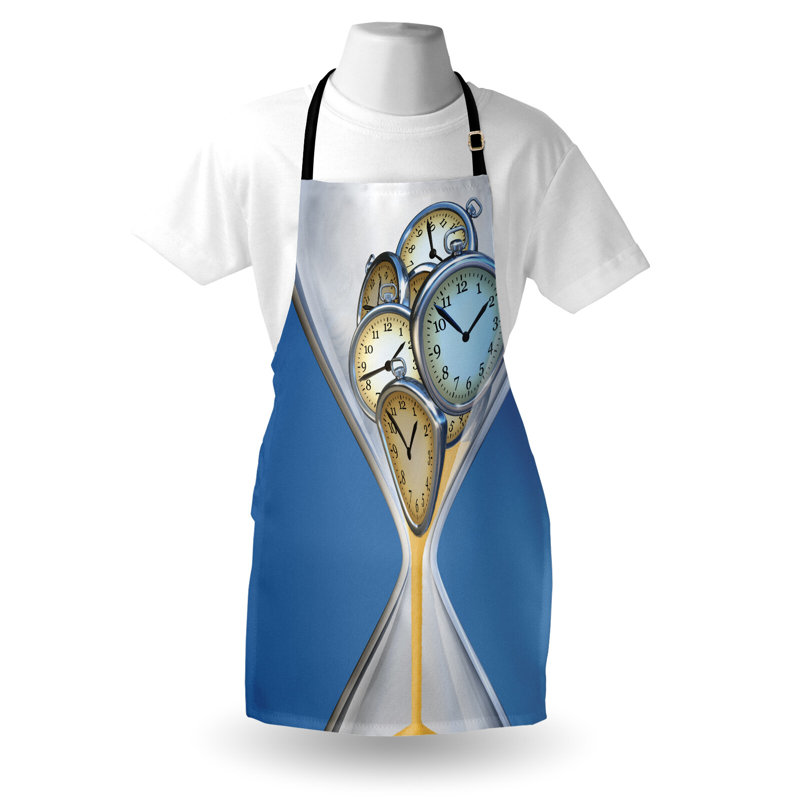 Tablier rétro East Urban Home unisexe, sable horloge, taille adulte, bleu et brun sable