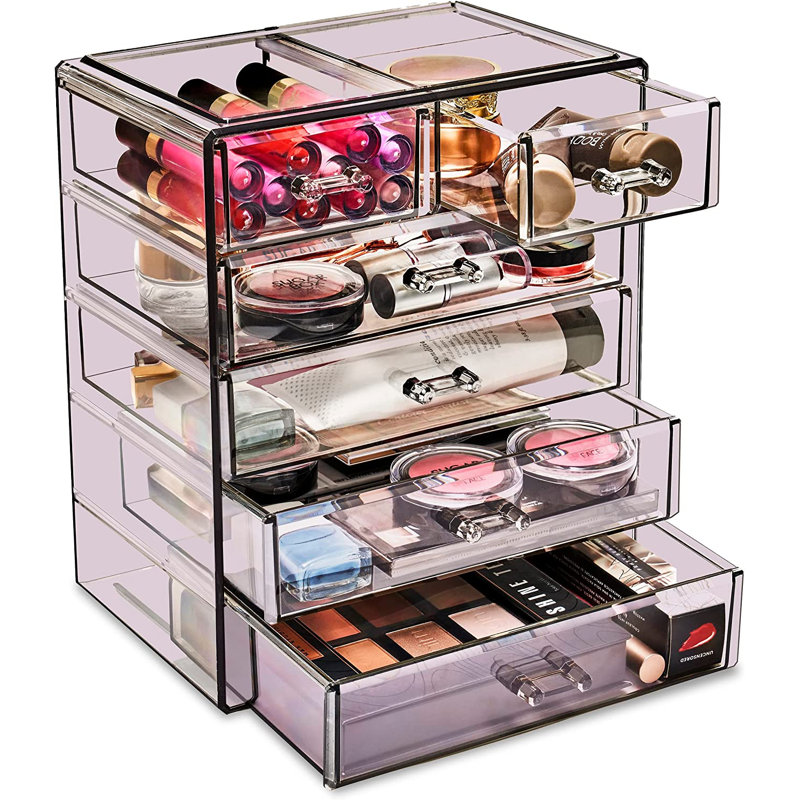 Boîte de rangement pour maquillage et bijoux, Mauve