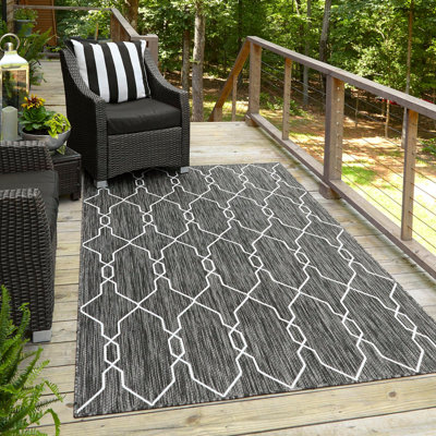 Tapis intérieur / extérieur gris anthracite / ivoire Cheridy