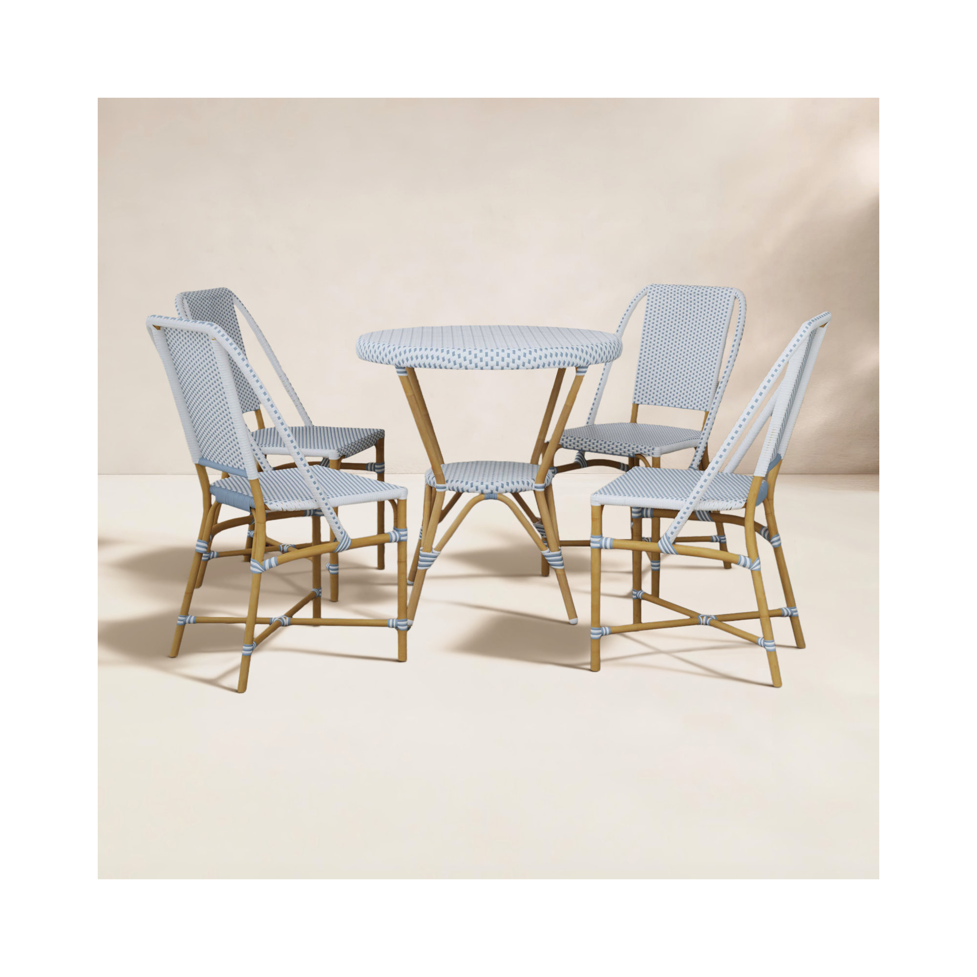 Ellie 3 Person Patio Dining Set, Blue/White, Blue/White
