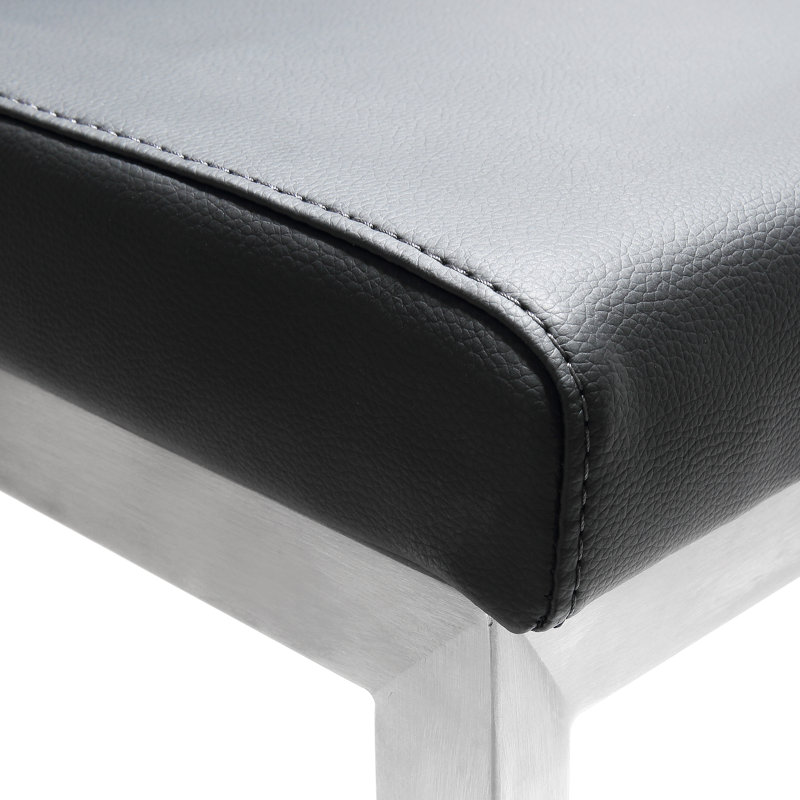 Tabouret de comptoir de 26 po Hamby, Noir, noir, noir, noir, Argent argent