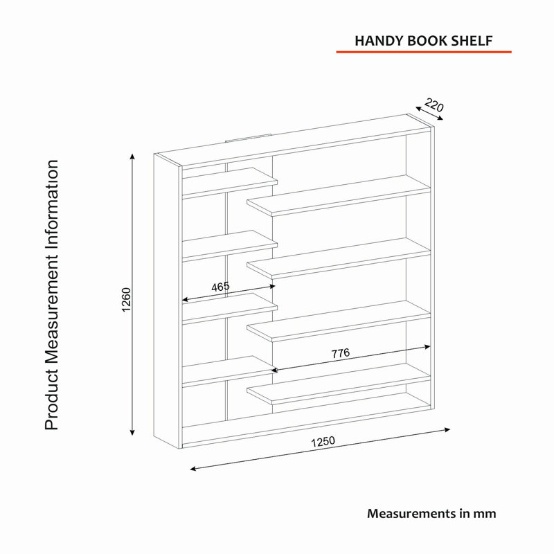 126cm H x 125cm W Geometric Bookcase, White/Walnut