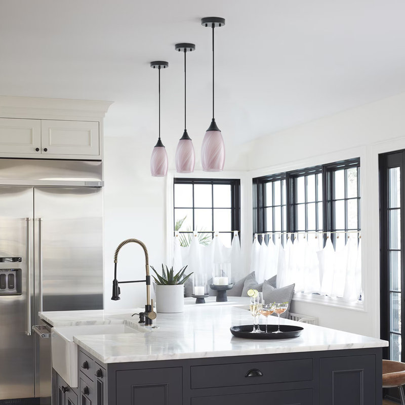 1 - Light Single Teardrop E26 Dimmable Adjustable Pendant Light, Pink