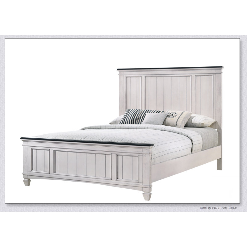 1 lit à panneau de style industriel rustique avec finition brune et grand pied de lit 1pc