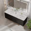 Meuble-lavabo double 60 po avec comptoir intégré en acrylique 60 po, armoire en chêne massif Reeded, tiroirs à fermeture en douceur, finition noire, chêne ou noyer