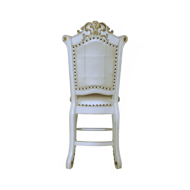 Chaise antique à hauteur de comptoir à finition perle, ensemble de 2