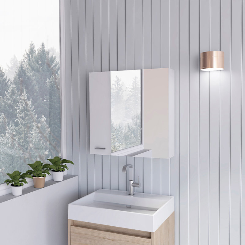 Pharmacie, quatre tablettes internes, porte double, Blanc