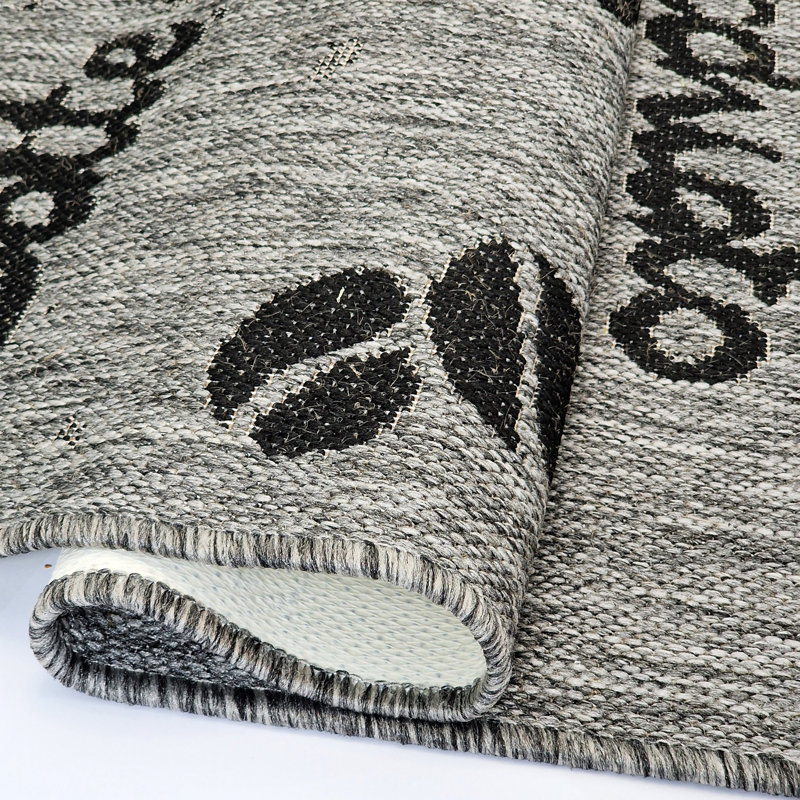 Non Slip Coffee Rug Flat Weave Kitchen Living Room Carpet, Grey, Rectangle 60 x 110 cm