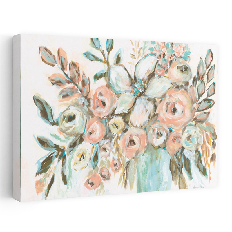 A Soft Fall, art floral abstrait contemporain, H 16 po x l 24 po