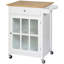 Chariot pour îlot de cuisine 27 "avec tiroir et porte vitrée, chariot de cuisine avec tablette réglable et porte-serviettes, blanc