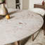 Table de salle à manger ronde avec base incurvée artistique, table de salle à manger contemporaine jusqu'à 10 personnes-708184297-708184298
