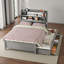 FAlano Wood Storage Platform Bed with LED Headboard, USB Charging Ports, Trundle Bed & Drawers-2095699622-2095699618