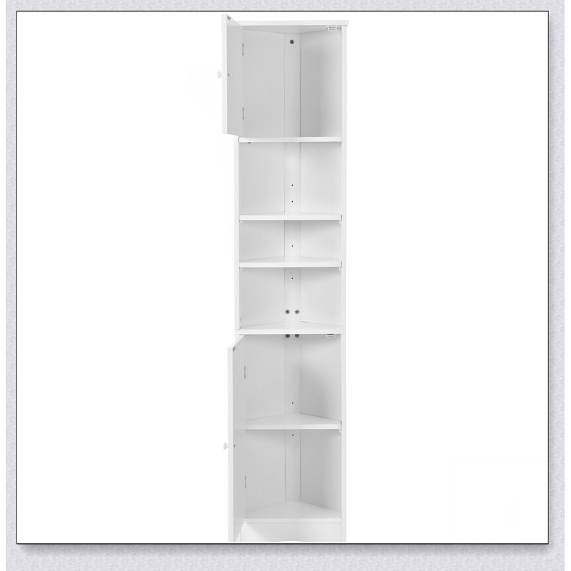 Corner Cabinet Tall Bathroom Storage Cabinet with Two Doors and Adjustable Shelves, Open Shelf